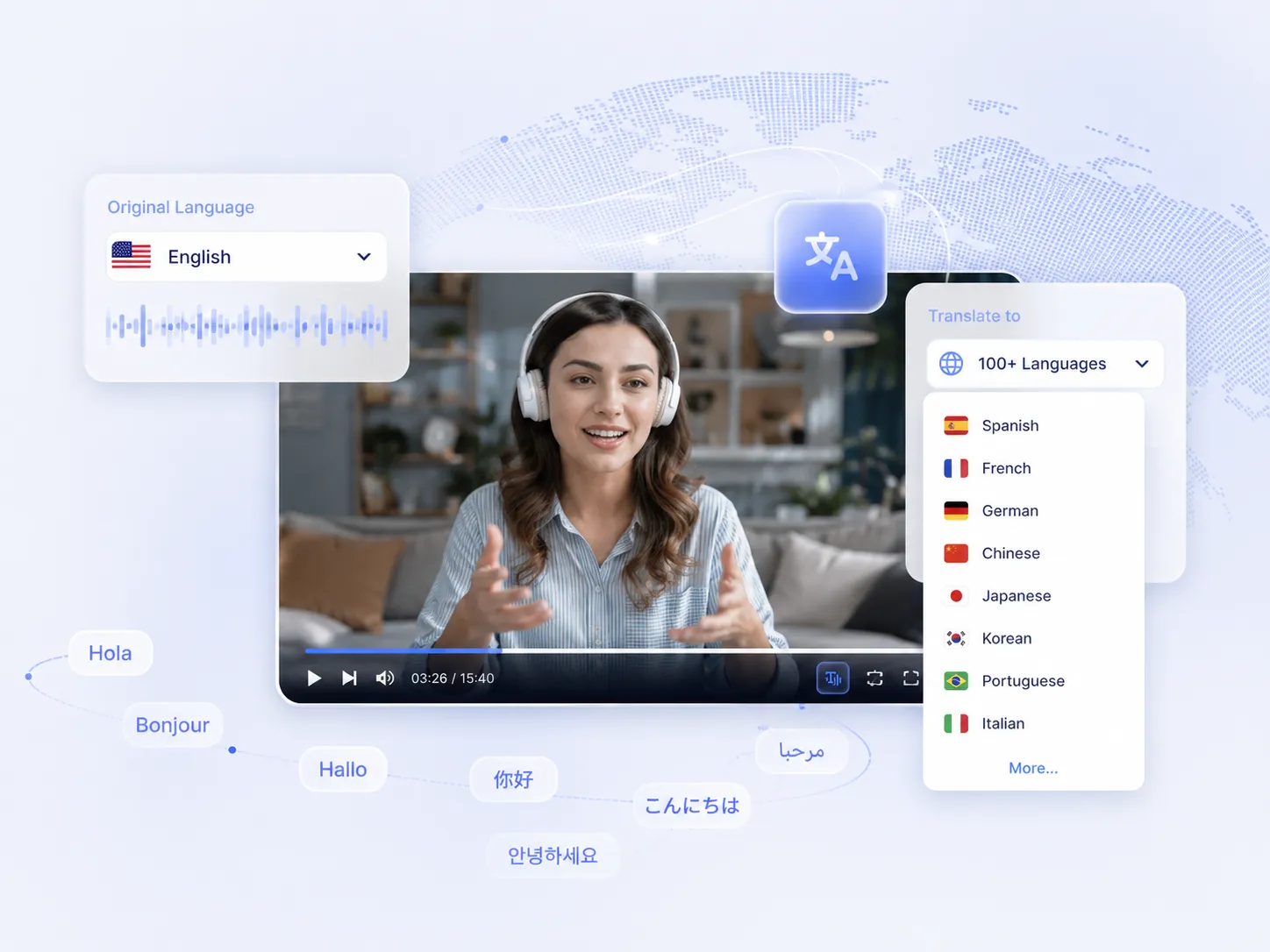 Transcribe & Translate Your Video Content in 100+ Languages